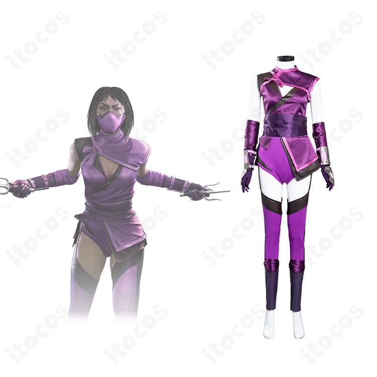 『モータルコンバット11』ミレーナのコスプレ衣装 正面とキャラクター比較。カラーリングとシルエットを高再現したデザイン