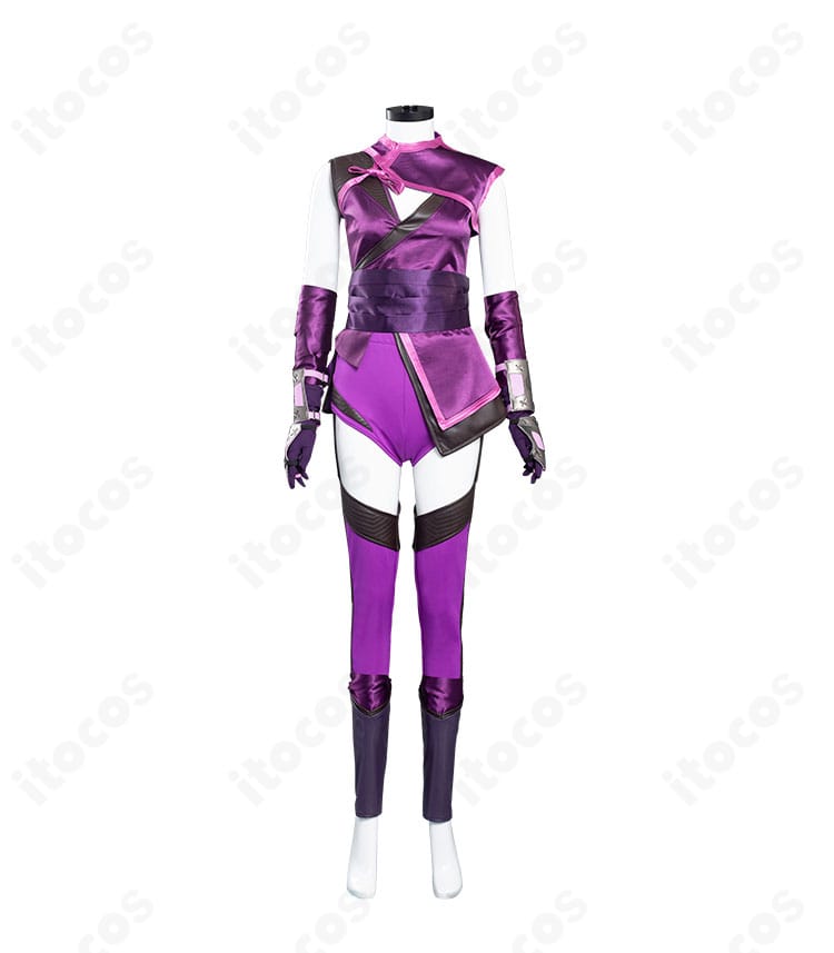 『モータルコンバット11』ミレーナ コスプレ衣装 正面全体。コルセットベルトとトップスの造形が映える高品質仕上げ