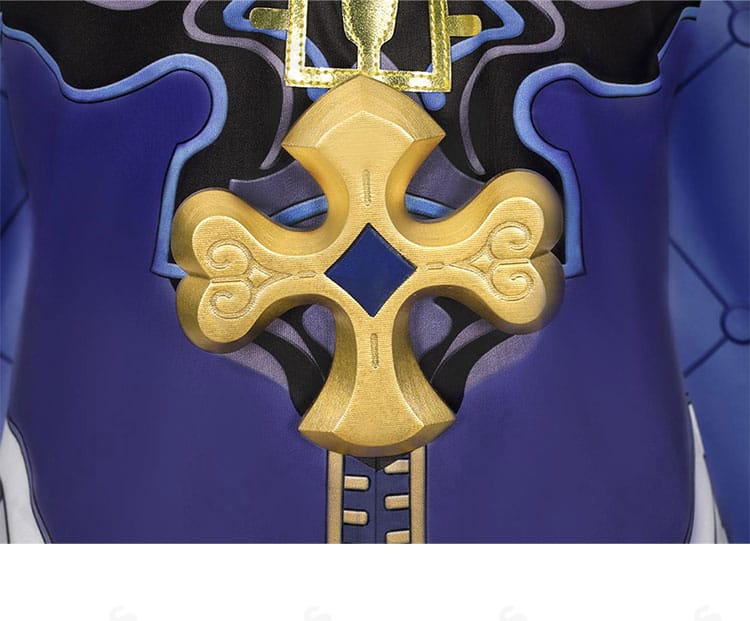 テレサ・アポカリプス衣装の襟元装飾アップ。首元パーツの形状と縫製ディテールが分かる画像。