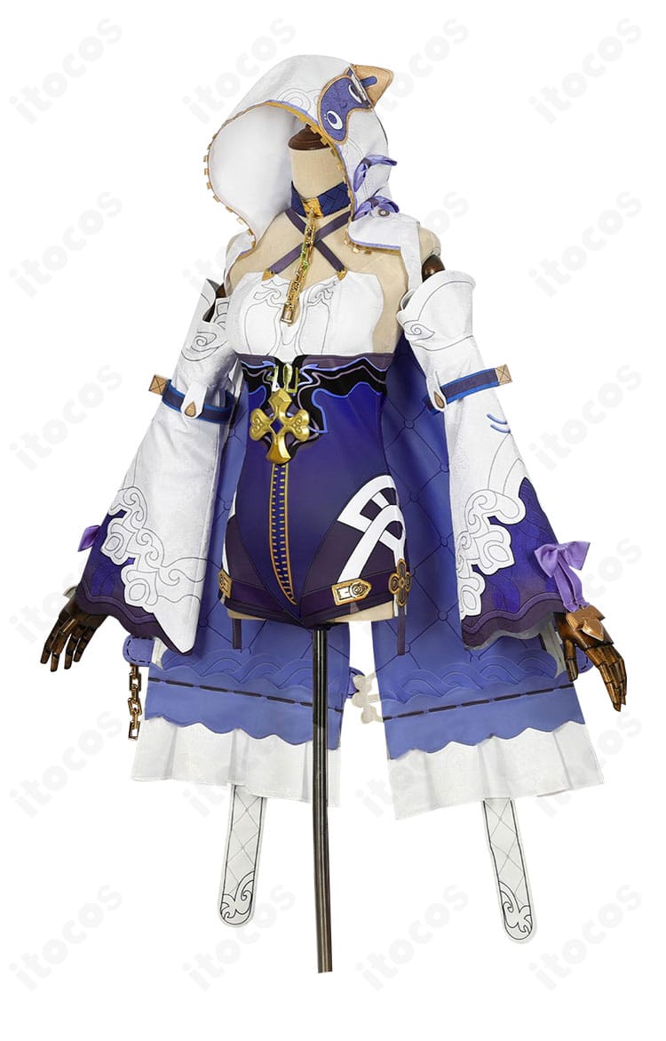 テレサ・アポカリプス衣装の側面。レッグカバーと腰飾りの立体感、シルエットの流れを示す画像。