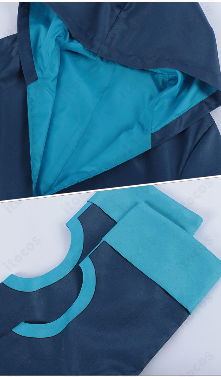 外套のフード・袖口ディテール。縁取りやステッチの仕上がりが見える拡大画像。