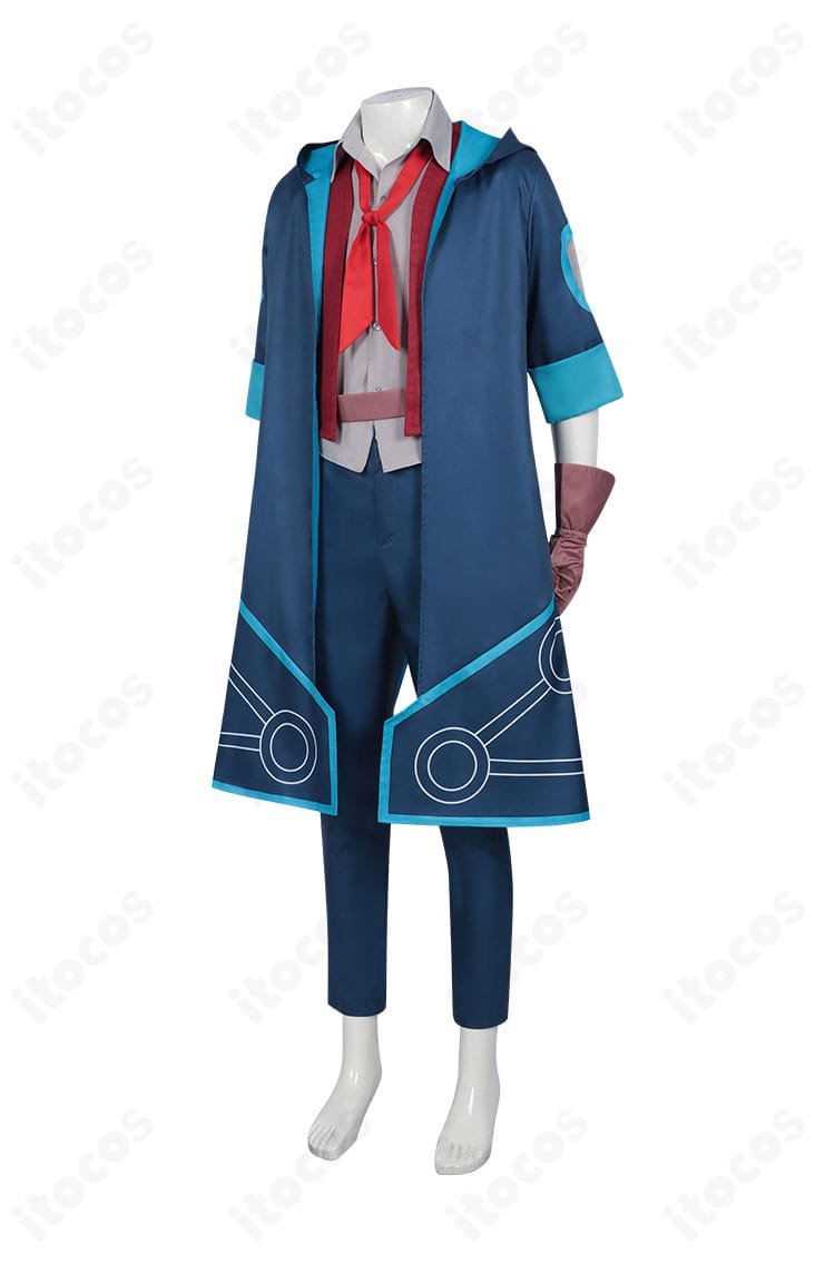 タクミ・イルマ コスプレ衣装の側面図。コートのラインとベストのフィット感、袖のシルエットを表示。