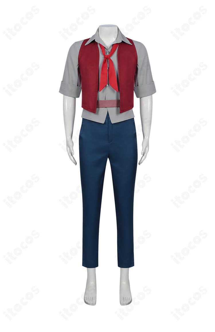 シャツとベストの正面ディテール。前立ての見え方とベストの装飾が分かるクローズアップ。