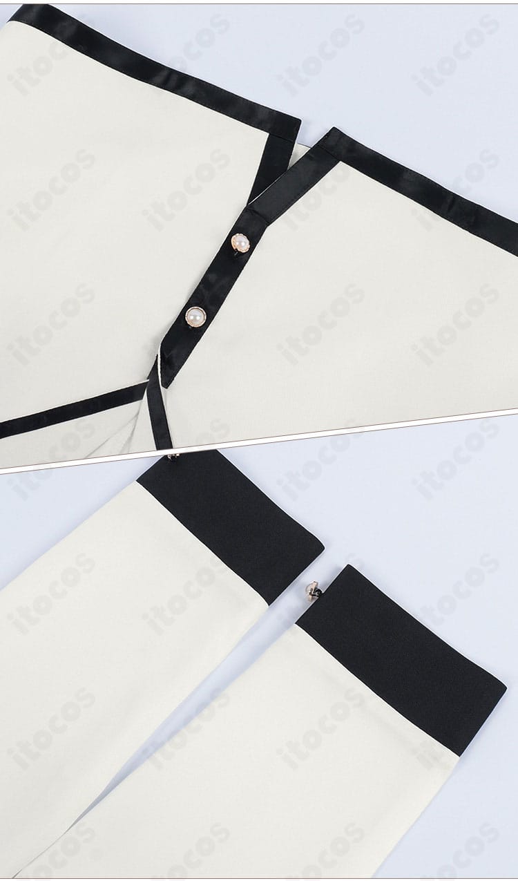 ブレザー前開き部分と袖口の仕様を示すディテール画像。