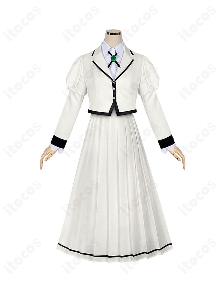 商品正面図。鈴ノ宮りりさ・黒鉄音羽の制服コスプレ衣装一式の全体シルエット。