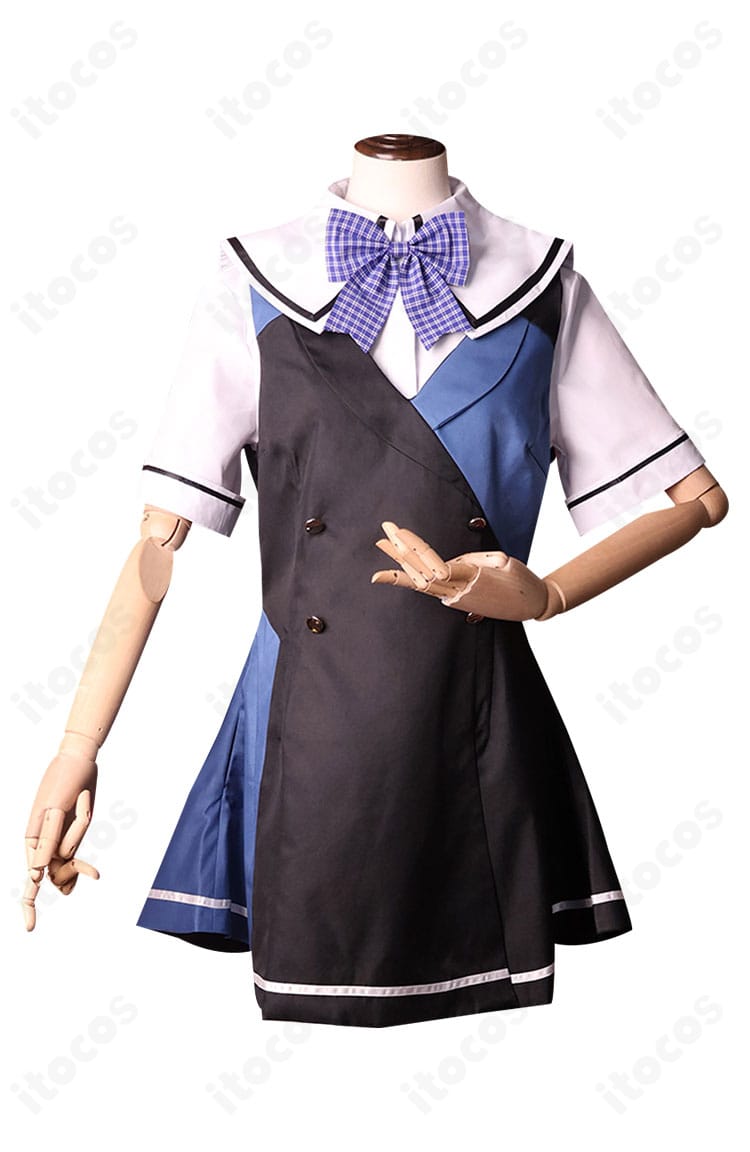 周防天音コスプレ衣装の正面ディテール。グリザイア クロノスリベリオン版の襟元とフロントデザインを強調。