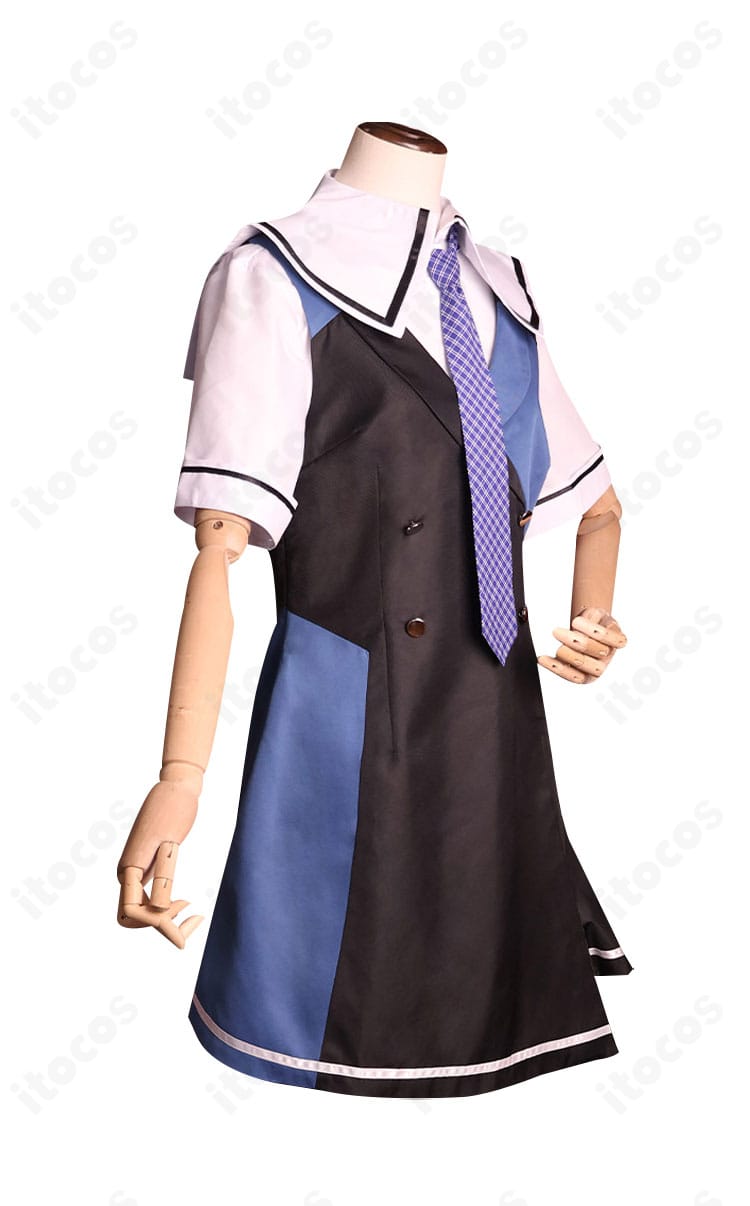 右側面のシルエットと縫製ラインが見える、美浜学園制服コスプレ衣装の側面画像。