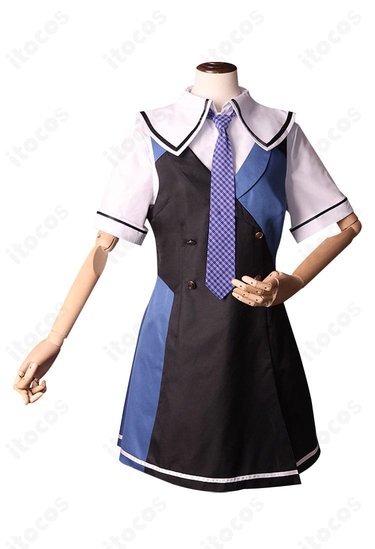 正面からの詳細。グリザイア クロノスリベリオン版 榊由美子の美浜学園制服コスプレ衣装の前面ディテール。