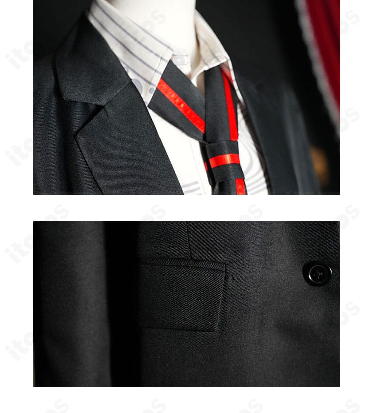 外套の襟とポケットのディテール。ラペルの角度、ポケットフラップの形状が見えるクローズアップ。