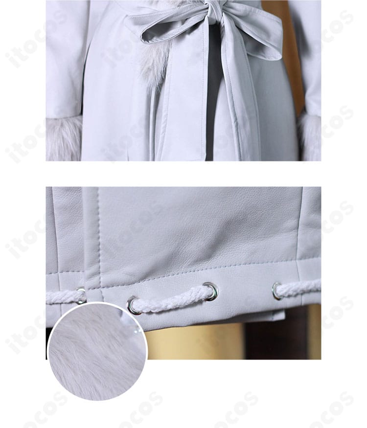 腰の細帯と裾の装飾に焦点を当てた画像。アクセントの配置でキャラクター性を表現。