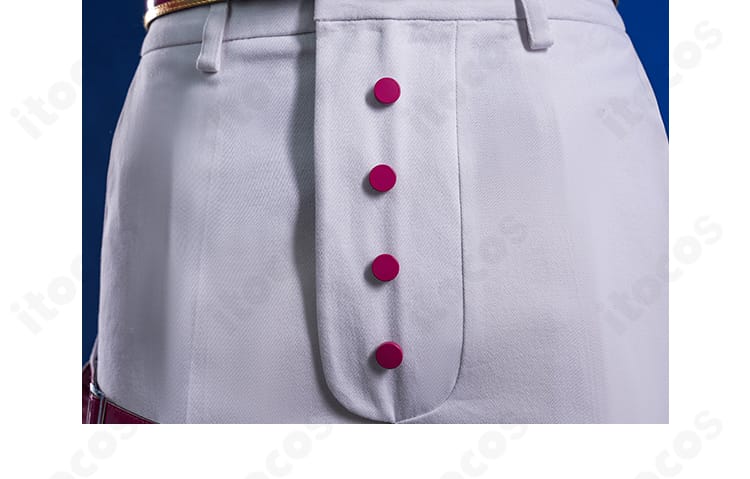 左袖の結び目と右袖の紐ディテール。非対称デザインと結びの形状を強調。