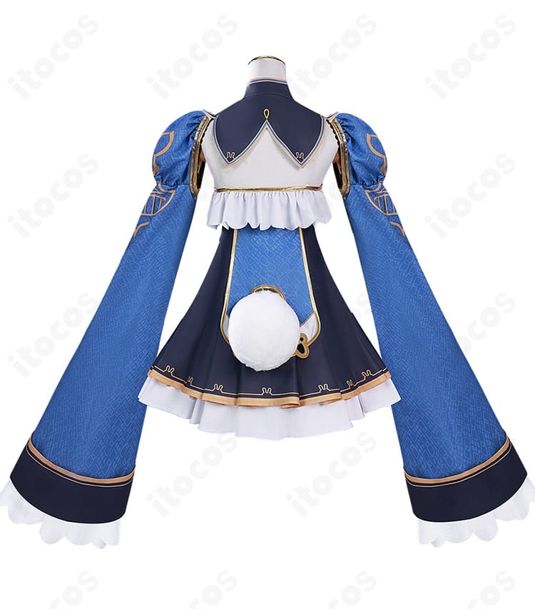 兎田ぺこら キョンシー衣装 背面。裾と背中の装飾配置まで忠実に再現した後ろ姿