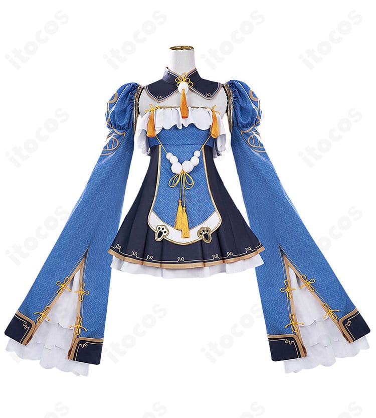 兎田ぺこら キョンシー衣装 正面。襟元の刺繍とウエスト装飾が映えるデザインをクリアに確認