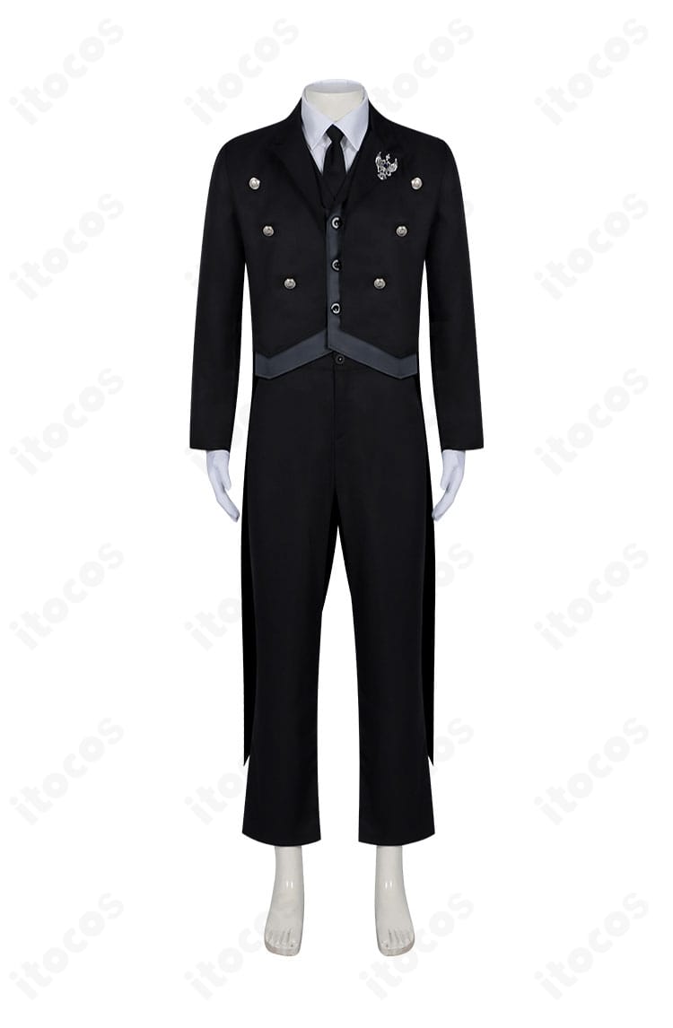 黒執事 セバスチャン・ミカエリス 緑の魔女編コスプレ衣装の正面全体。コートとベストの端正なライン。