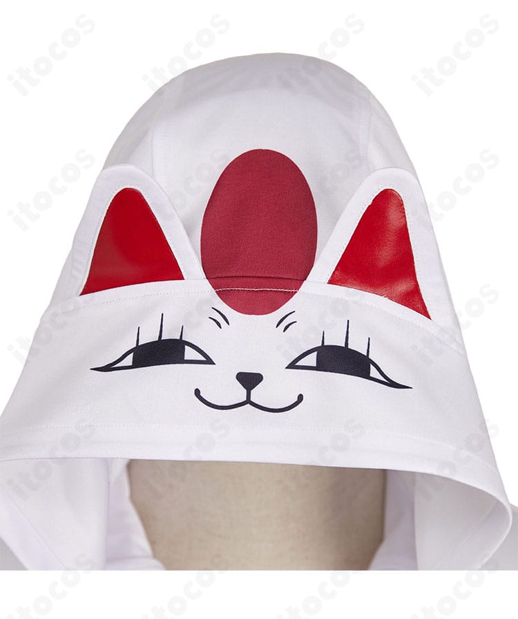 ターボババア 招き猫パーカーのフード装飾アップ。招き猫モチーフの立体パーツが特徴