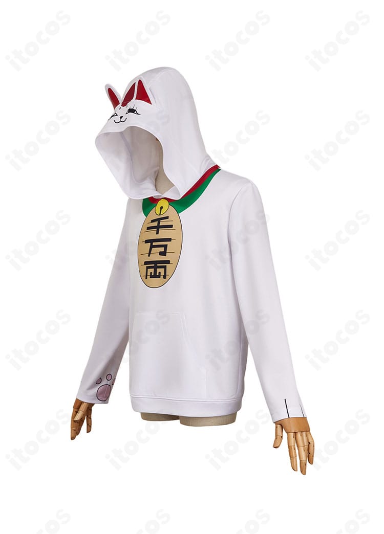 ターボババア 招き猫パーカー右側面。袖ラインとシルエットのバランスが分かる角度