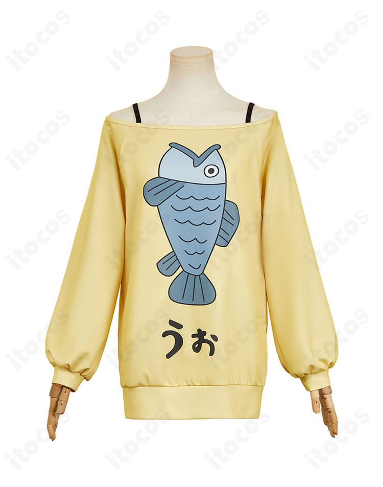 ダンダダン 綾瀬桃コスプレ衣装の正面全体。襟元と胸元のラインが端正に見える高再現トップス。