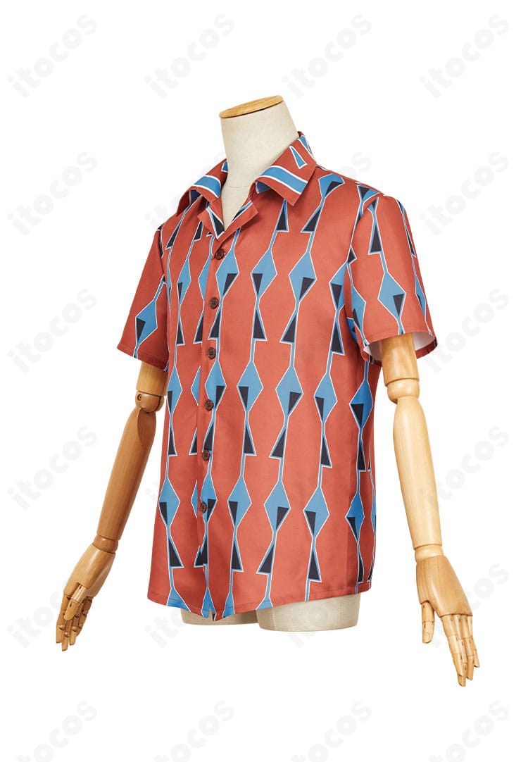 SAKAMOTO DAYS 南雲 コスプレシャツ左側面。左右対称のバランスと縫製の丁寧さが伝わる写真。