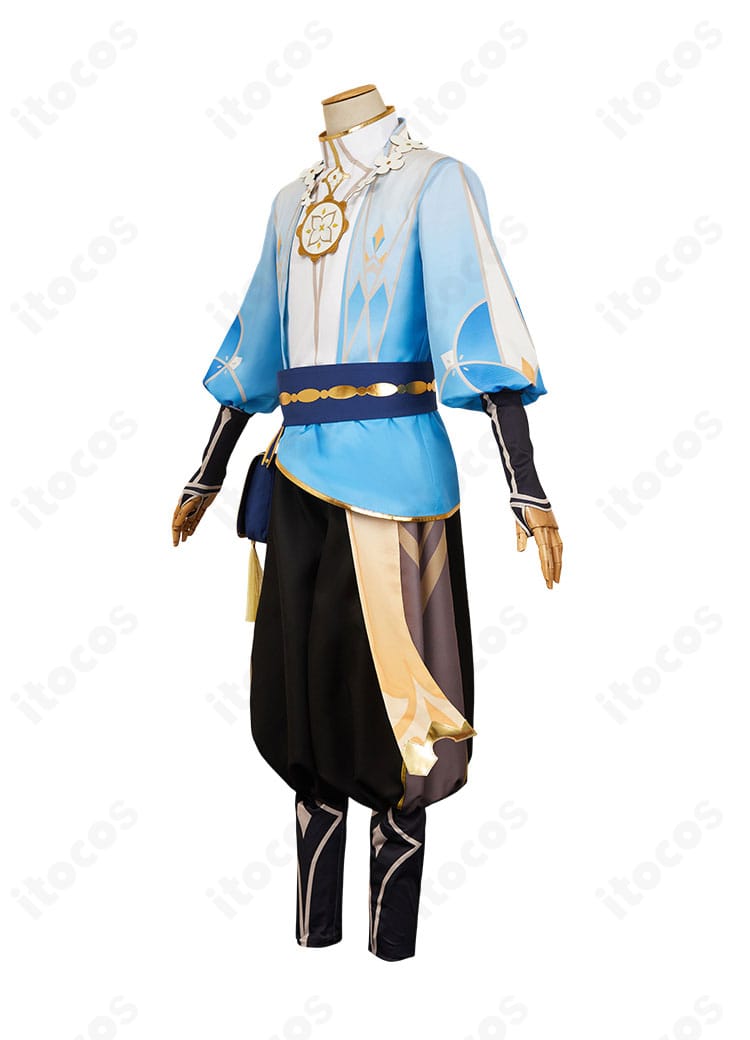 原神 空（Aether）花の騎士 左側面。肩から裾へのラインと装飾パーツの配置をクリアに表示。