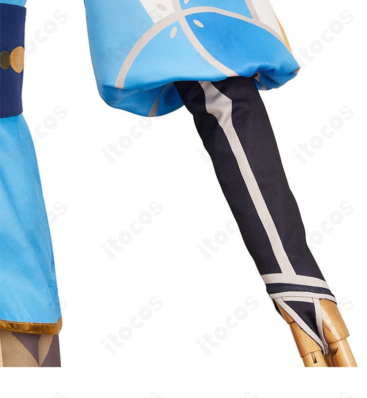 原神 空（Aether）花の騎士 袖口ディテール。縫製のステッチとトリムのコントラストが際立つ。