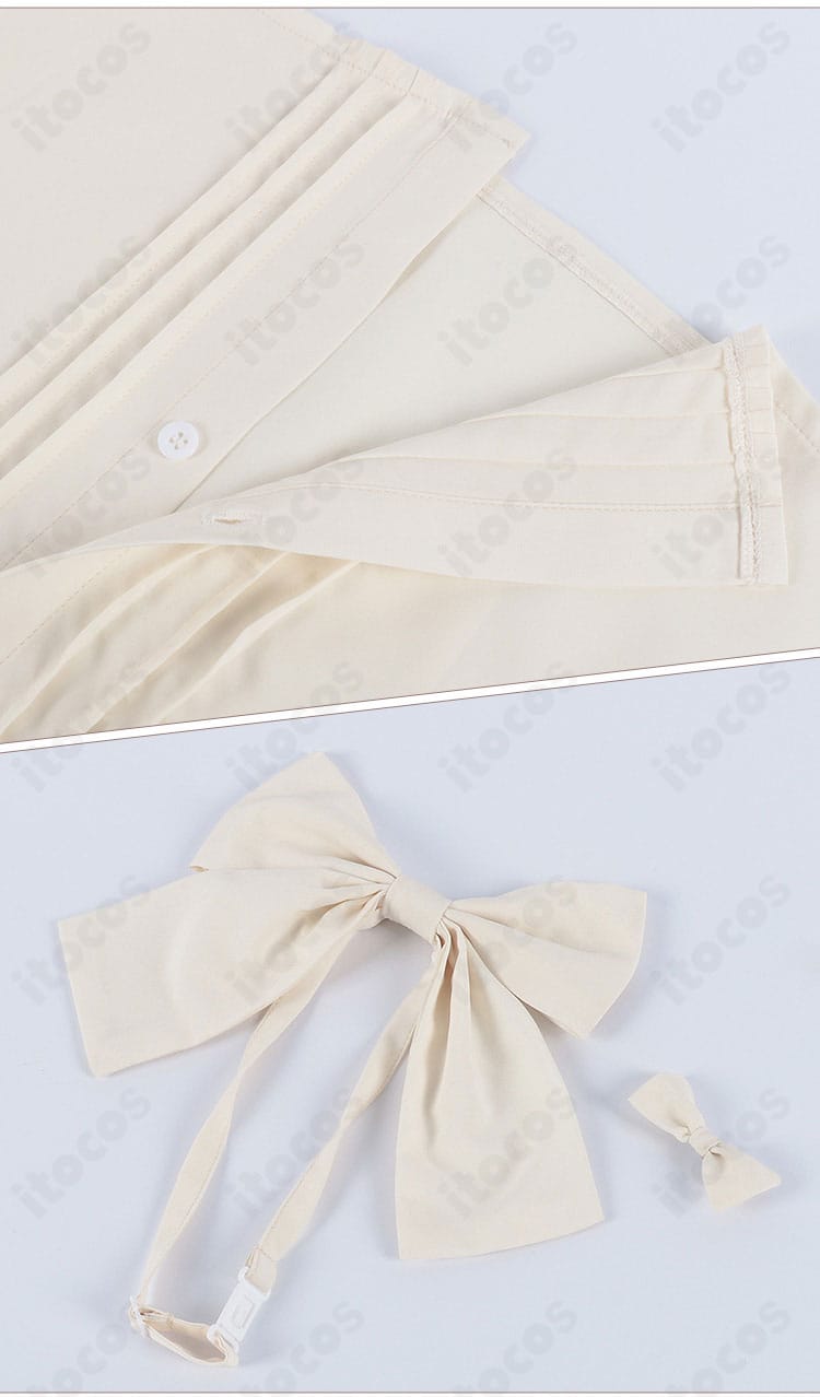 衿元・蝶ネクタイ・髪飾り：マリアンヌらしさを決める特徴的アクセントのクローズアップ