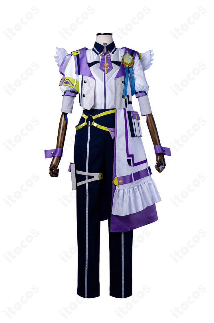 プロメッサ衣装の正面全体像：コートとシャツ、装飾配置が分かるフロントビュー