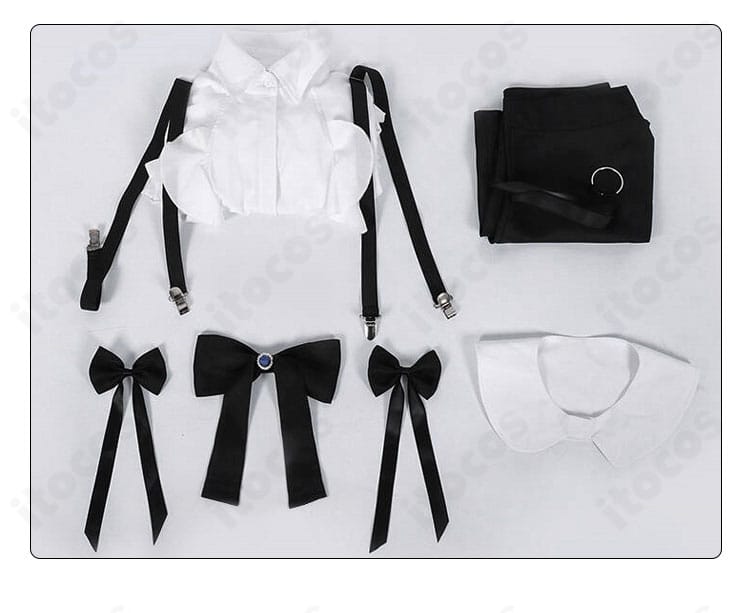 セット内容一覧画像｜シャツ・スカート・蝶ネクタイ・髪飾り・つけ襟が並んだ構成写真