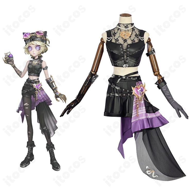 第五人格 機械技師 トレイシー・レズニック 鍵芯衣装の正面とキャラ比較。色味と歯車・鍵モチーフまで忠実に再現。