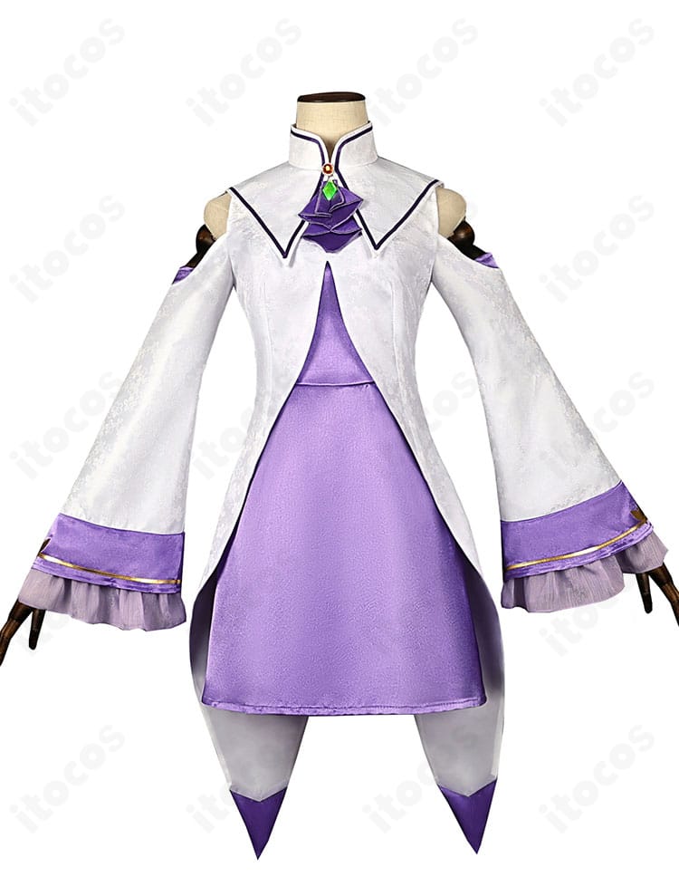 ITOCOS エミリア コスプレ衣装 正面全体図。ワンピースとトップスのレイヤード、清楚なシルエットが分かる商品写真
