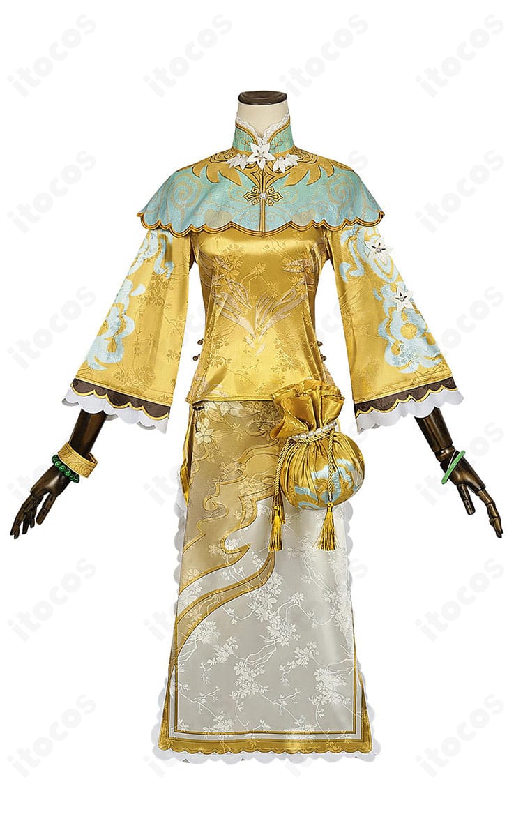 正面全体図。第五人格 玩具職人「花千樹」衣装の配色とディテール、バランスの良いトップスとスカートのラインを確認できます。