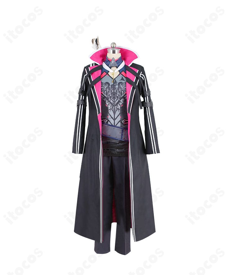 ローレン・イロアス 通常衣装コスプレの正面全身。コート・トップス・ズボンのシルエットが分かる高再現デザイン。