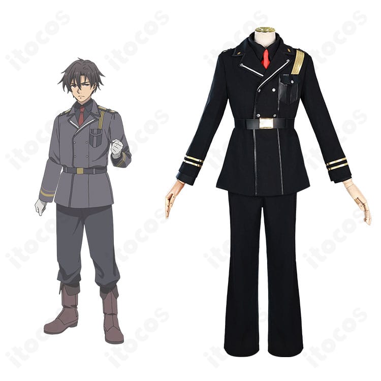 シンエイ・ノウゼン（アンダーテイカー）コスプレ衣装の正面と着用イメージ。86―エイティシックス―の世界観を再現したミリタリースタイルが分かる構図