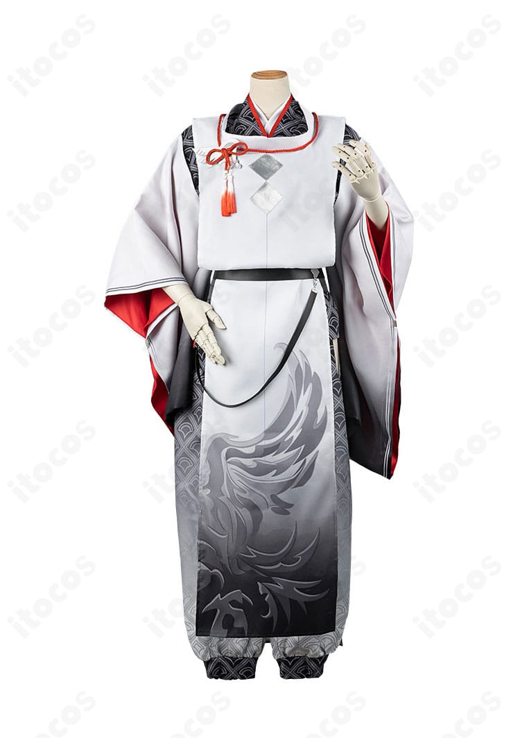 ローレン・イロアスの和服衣装 正面全体。襟飾りと腰飾り、配色バランスが確認できる商品画像