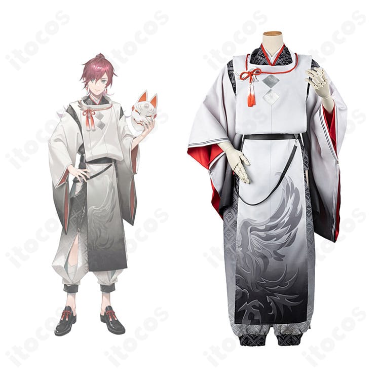 ローレン・イロアス和服衣装の正面全体とキャラクター立ち絵。忠実再現の装飾とシルエットが分かる商品画像