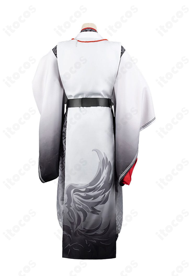 ローレン・イロアス和服衣装の背面全体。背中のラインと帯・ベルトの配置が確認できる画像