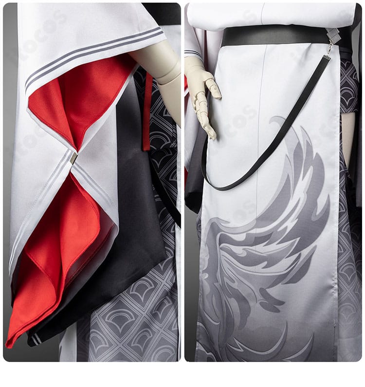 ローレン・イロアス衣装の袖口と裾ディテール。縁取りと生地の重なりが確認できる接写画像