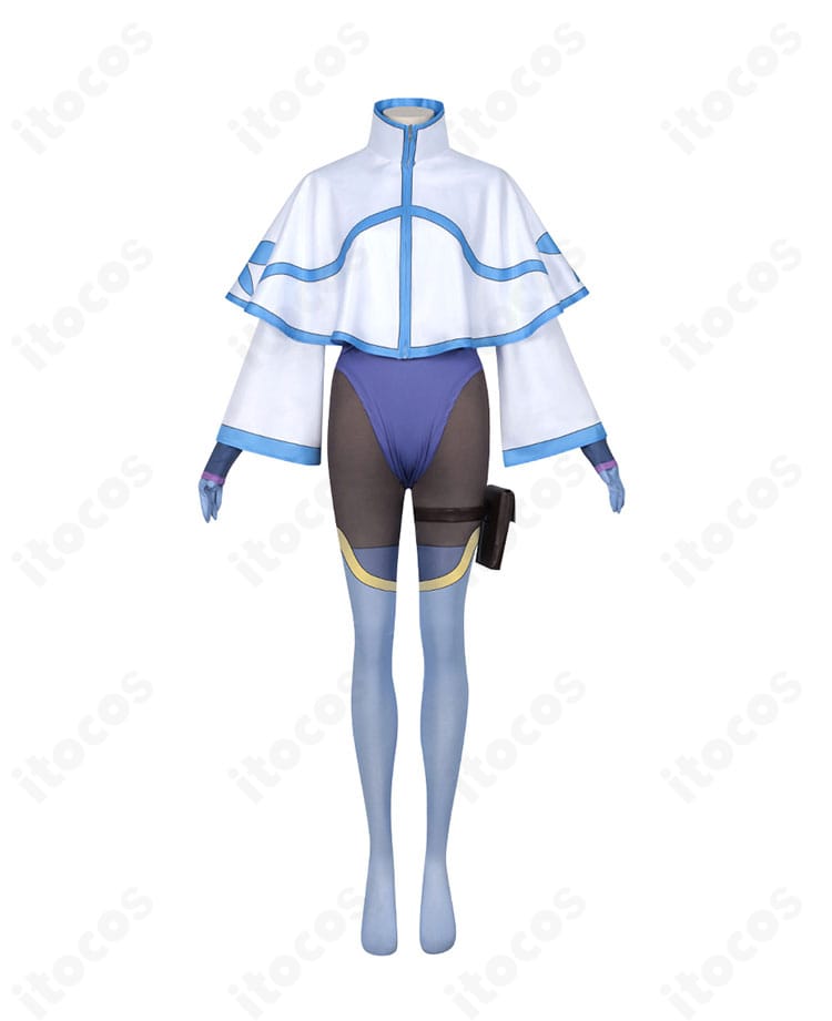 和泉緋那コスプレ衣装の正面ビュー。キャットスーツとインナーのカッティングと質感が分かるディテール中心。