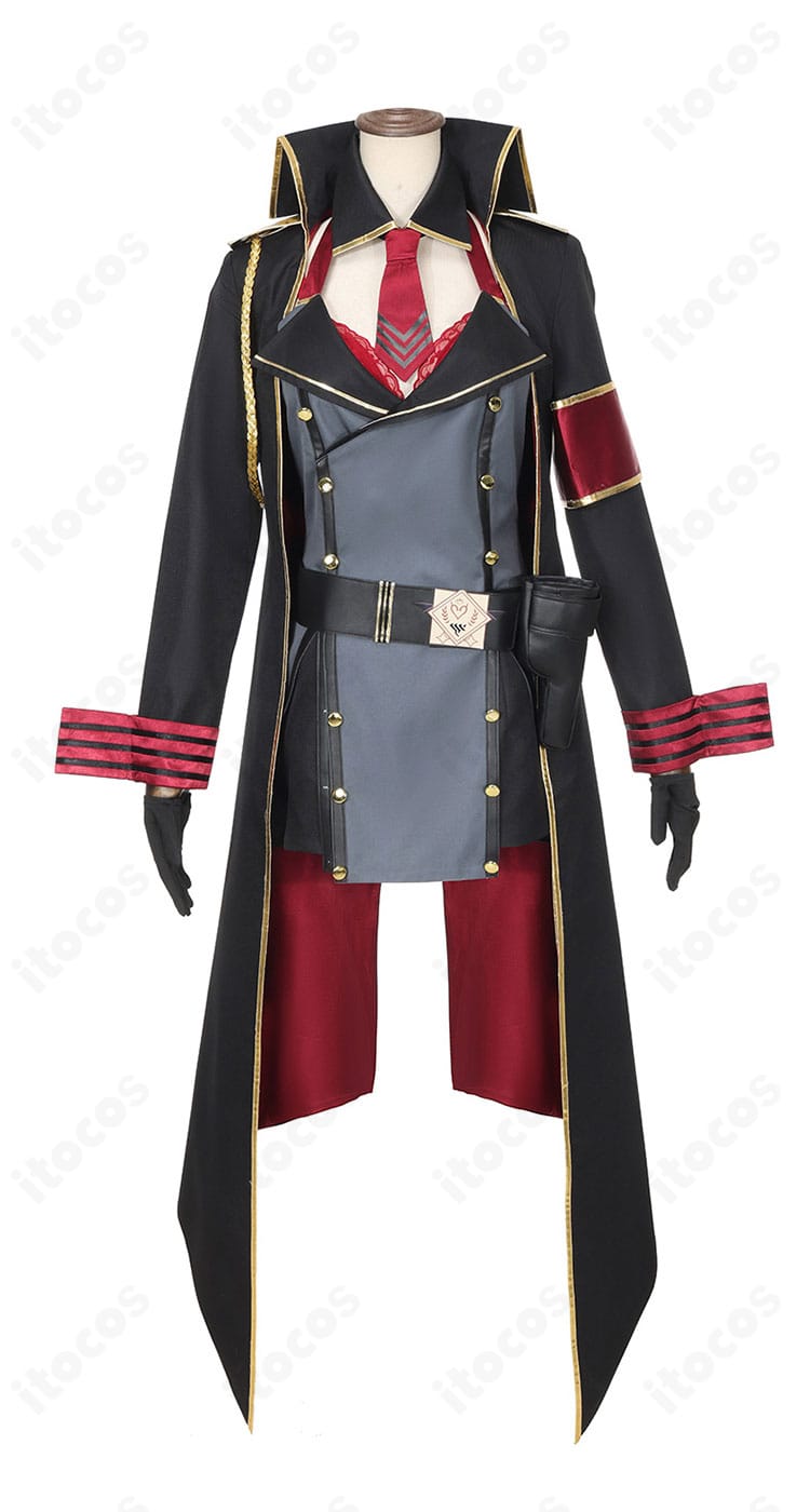 京極サツキ コスプレ衣装の正面全景。コート・トップス・スカートとネクタイの配置がわかる商品画像。