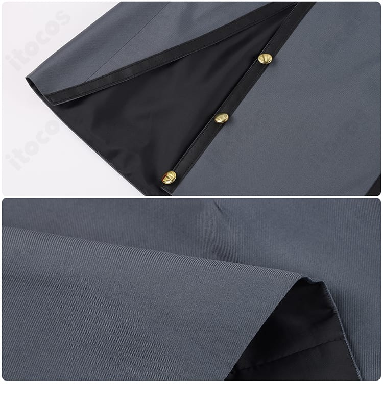 京極サツキ衣装の裾装飾。スカートとコート裾のライン、足元のディテールが映る画像。