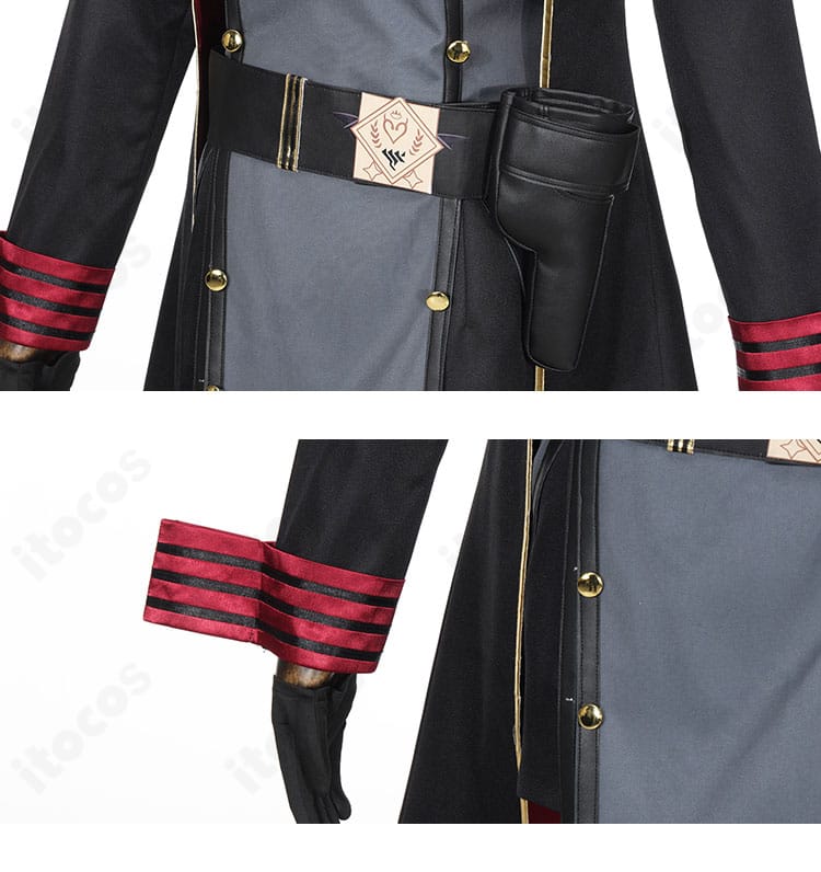 京極サツキ衣装のウエスト装飾と袖口の細部。ベルトやトリムの作り込みがわかる画像。