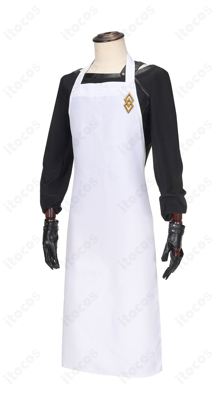 FGO カドック・ゼムルプス エプロン姿コスプレ衣装の側面シルエットとベルト位置がわかる写真