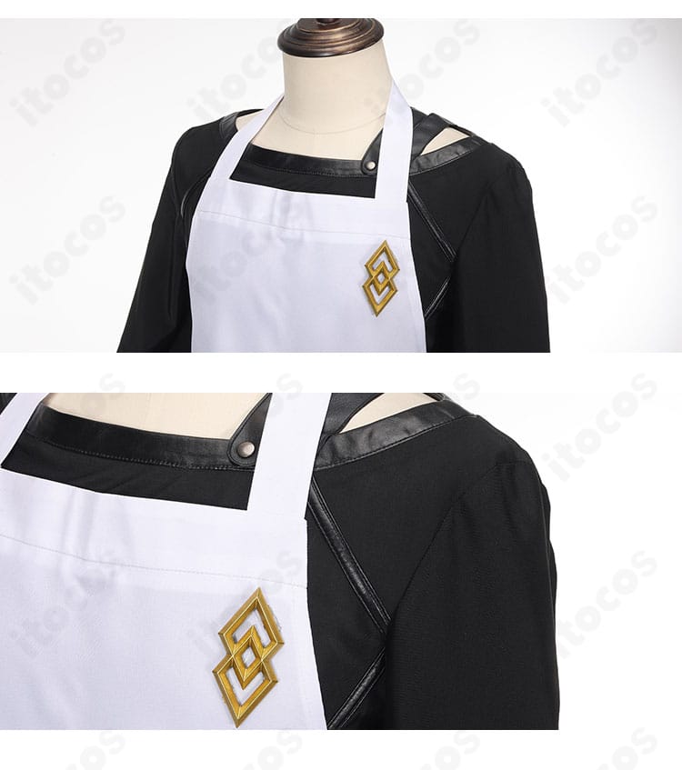 FGO カドック・ゼムルプス エプロン姿コスプレ衣装の肩・袖装飾ディテールの拡大写真