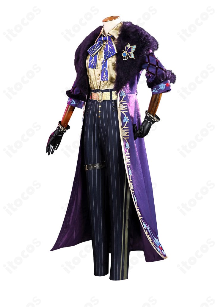 第五人格 空軍（マーサ）菖蒲 コスプレ衣装の側面。ウエストラインとコートの落ち感を示すシルエット。