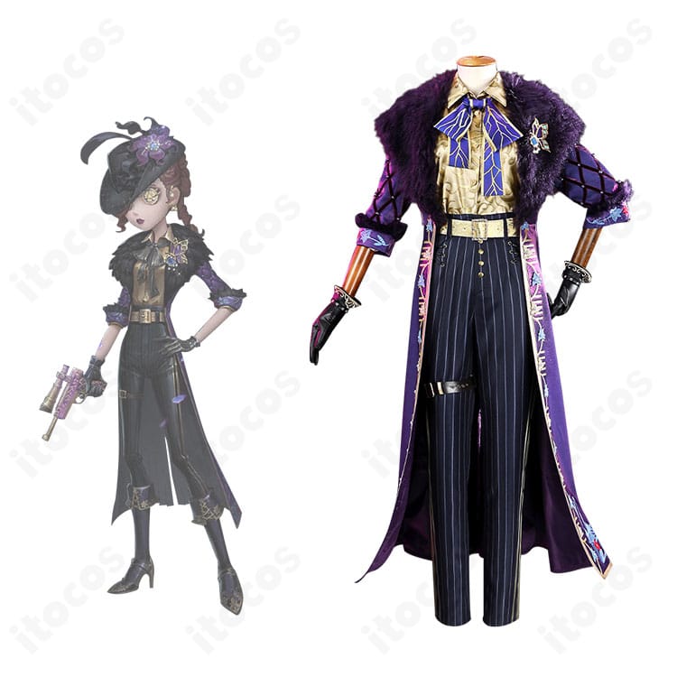 第五人格 空軍（マーサ・ベハムフィール）菖蒲のコスプレ衣装とキャラクター比較・正面全体。再現度を確認できる組み合わせ画像。