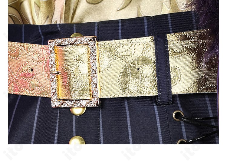 第五人格 空軍（マーサ）菖蒲 コスプレ衣装の皮ベルト装飾。素材の質感とバックル形状。