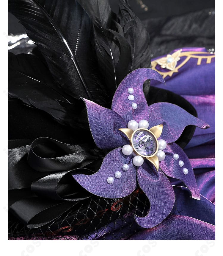 第五人格 空軍（マーサ）菖蒲 コスプレ衣装のアクセサリー一式。胸飾り・太もも飾りなどの質感。