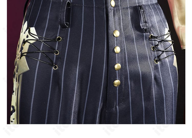 第五人格 空軍（マーサ）菖蒲 コスプレ衣装のパンツ部分。センタープレスと装飾の配置。