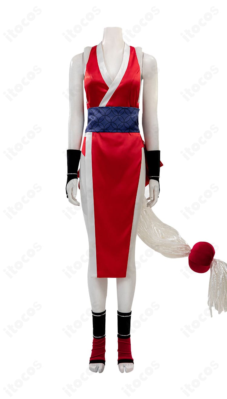 不知火舞 コスプレ衣装の装飾ディテール。髪飾りや縁取り、アクセサリーの精緻な仕上げをクローズアップ。