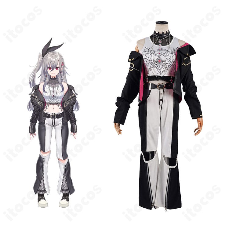 ホロライブ 響咲リオナ 公式風コスプレ衣装とキャラクターイメージの合成。全身コーデの雰囲気が分かる紹介画像。