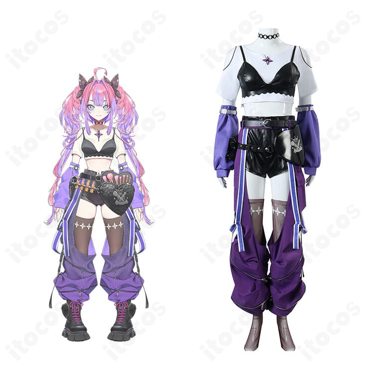 ホロライブ 綺々羅々ヴィヴィのコスプレ衣装・正面全体。ビスチェとショートパンツのシルエット、装飾配置を確認できる商品画像